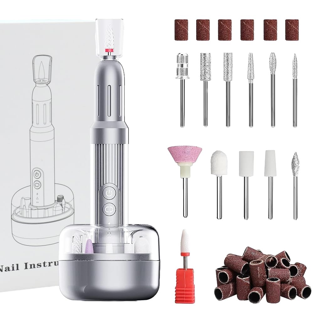 MAYCREATE Nail Drill Machine with 12 Drill Bits 6 Speeds USB Nail Drill Machine for Acrylic Gel Nail, Salon Nail Drill Machine Portable Manicure Pedicure Drill for Nair Art, DIY Nail Extension MAYCREATE Nail Drill Machine with 12 Drill Bits 6 Speeds USB Nail Drill Machine for Acrylic Gel Nail, Salon Nail Drill Machine Portable Manicure Pedicure Drill for Nair Art, DIY Nail Extension
